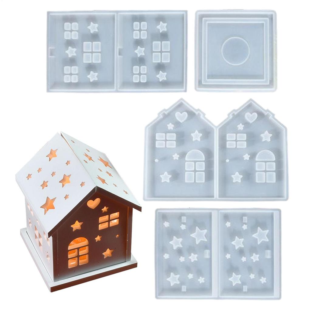 Haus Silikonform 3D Haus Epoxidharz Formen Wiederverwendbar Einfache Entformung DIY Basteln Gips Kerzenhalter Schreibtischdekorationen