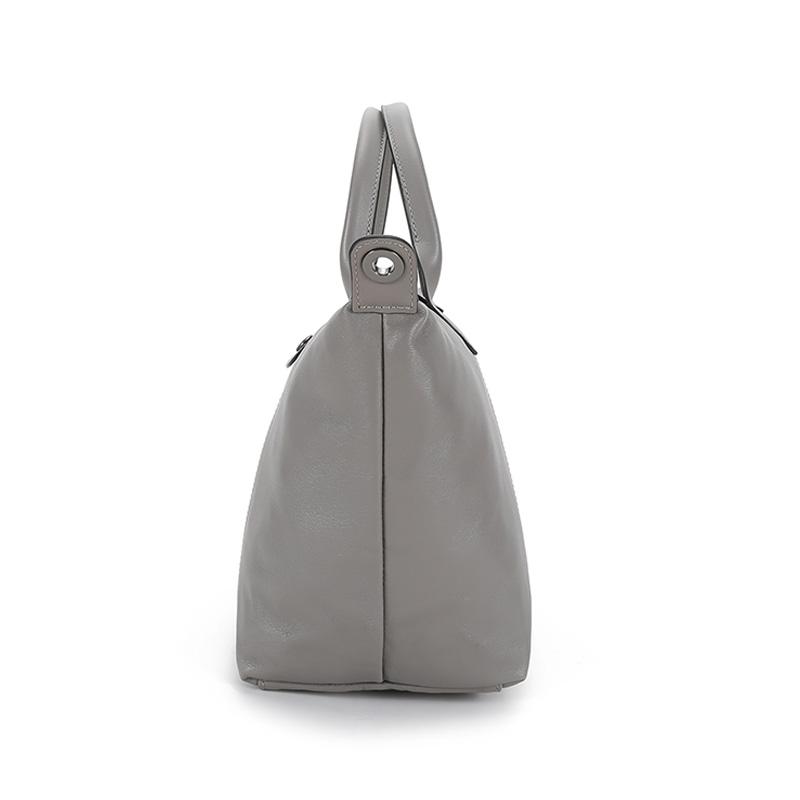 Longchamp Le Pliage Cuir 25 Short Handle Foldable Lambskin Crossbody Tote Bag Small Women Handbags Dove-Grey 1512757P55