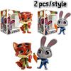 2 Stück Zootopia Judy Hase Nick Fuchs Handgemachtes Modell Niedlich Animation Anime Handgemacht Film Zubehör Spielzeug Halloween Weihnachten Mädchen