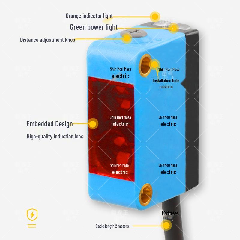 Square Background Suppression Laser Photoelectric Switch, Model SZ-BJ-30MFS-NO/NC, Visible Light Spot