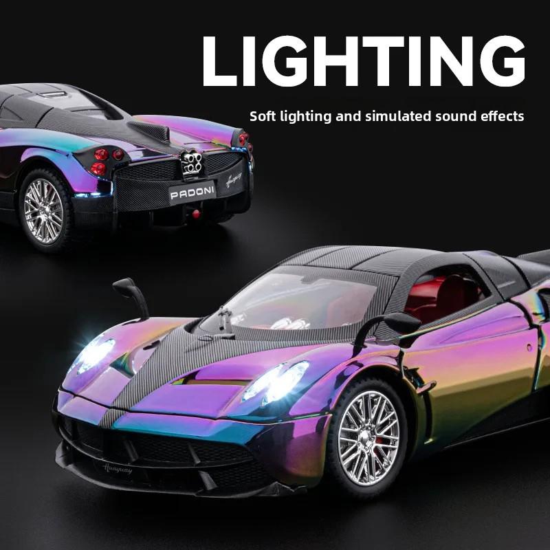 1:24 Pagani Huayra Dinastia Supercar Alloy Car Model Collection Ornaments Sound Light Pull Back Boy Gift Sound & Light Miniature