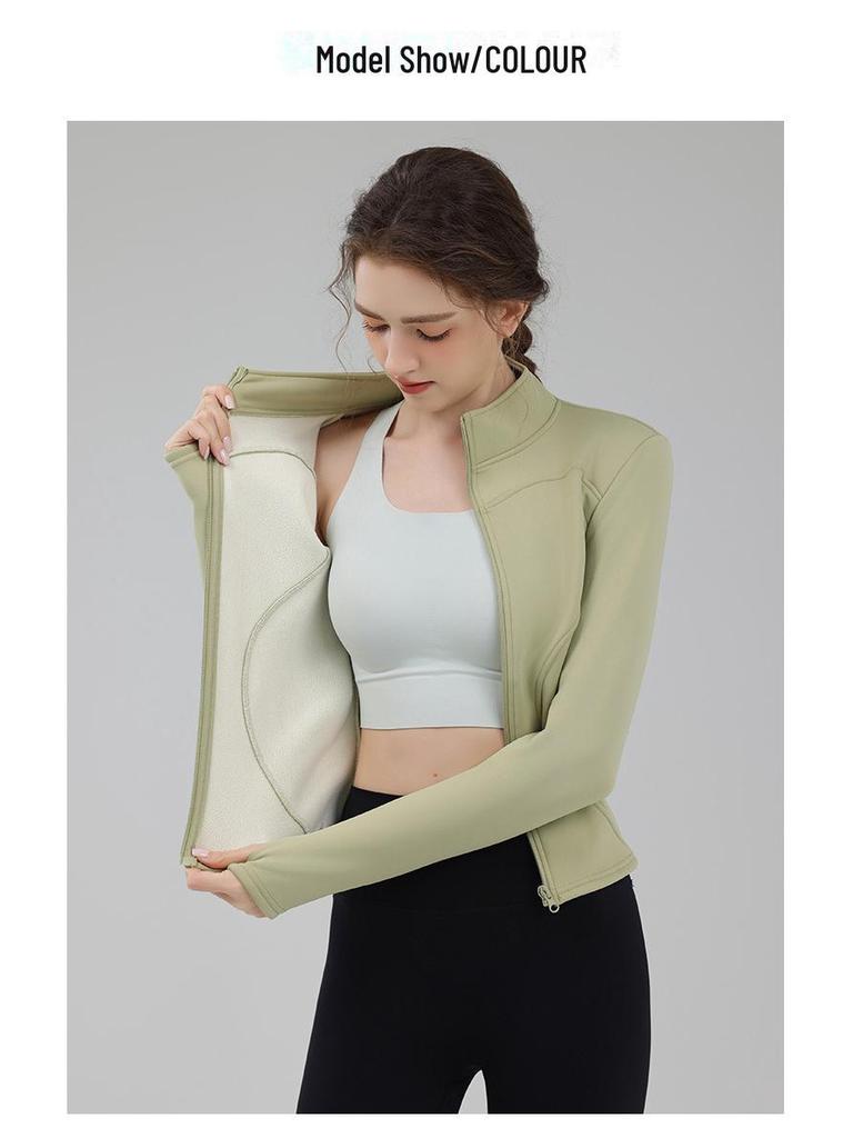 Sametová bunda se stojáčkem a zipem: Zimní sporty a fitness Dlouhý rukáv Slim fit