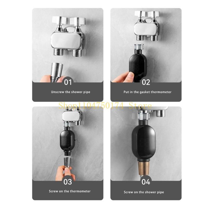 Schnell reagierendes Thermoduschkopf-Display Echtzeit-Wassertemperatur-Tracking Starkes Stahl-Badezimmerzubehör Top-Angebot