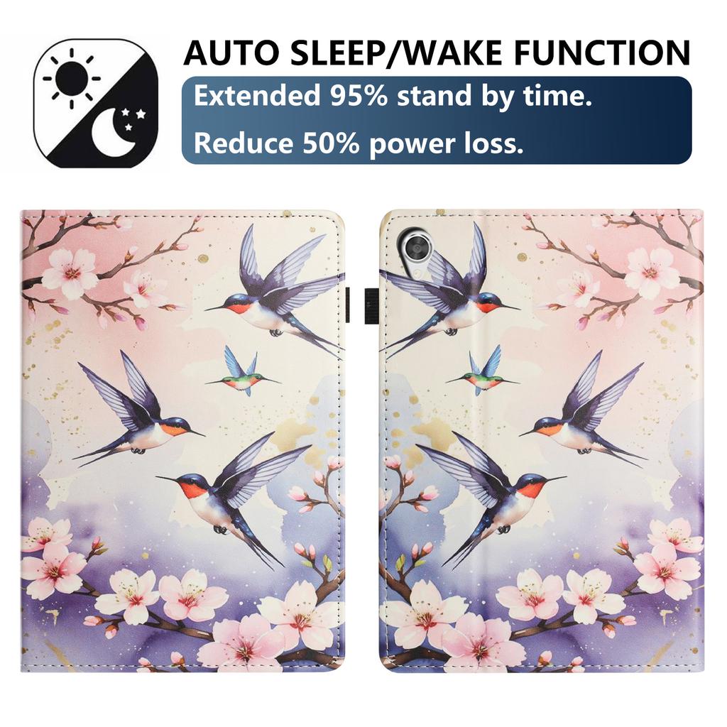For Lenovo Tab M9 TB-310FU Tablet Case Litchi Texture Pattern Printing Leather Cover Auto Sleep/Wake with Card Holder