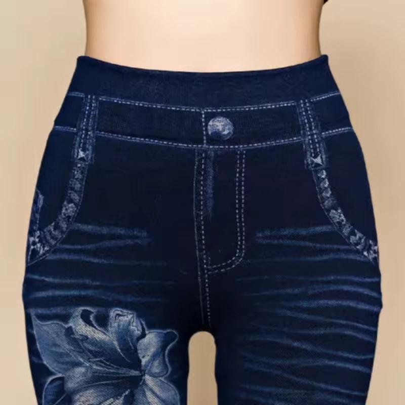Sexy Women Jean Skinny Jeggings Pants High Waist Leggings Female Print Ankle-length Slim Legging Fitness Plus Size