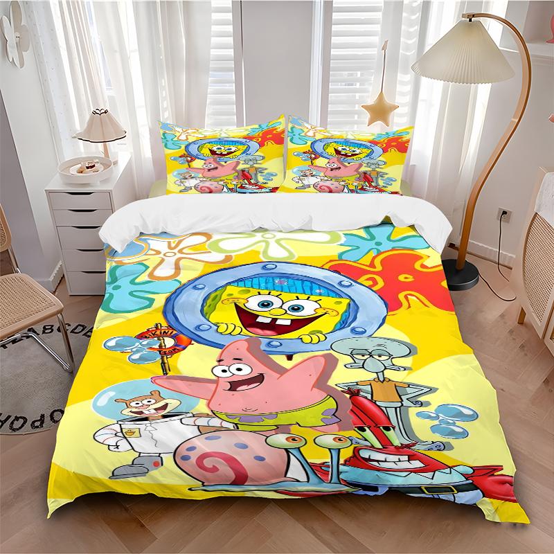 3Pcs Spongebob Friends Adventure Bedding Sets For All Sizes New 3D Printed Bed Cover Comforter Duvet Cover Pillowcase Bedroom Decoration