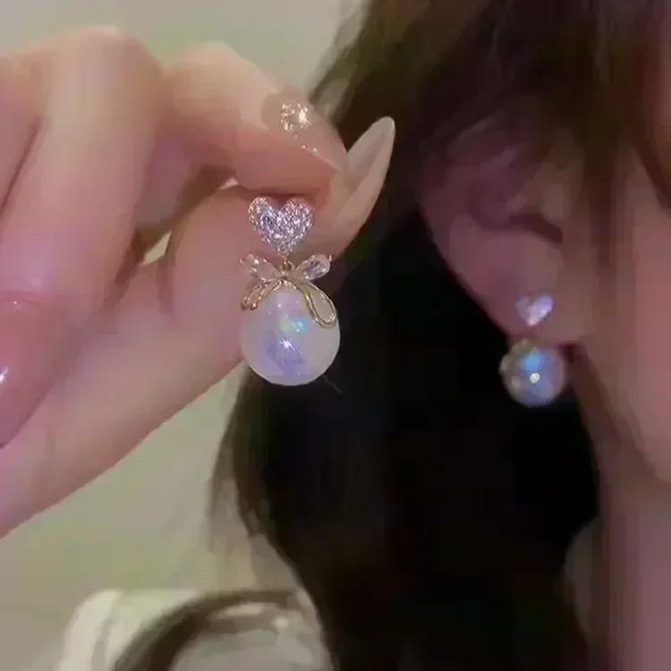 Stainless Steel Earrings Cute Cartoon Flower Pendants Korean Fashion Hoop Earrings For Women  Best Friend Wedding Gifts