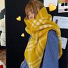 Damen Winter Gelber Karoschal Koreanischer Stil Vielseitiges Studenten-Tuch Warmer Halswärmer