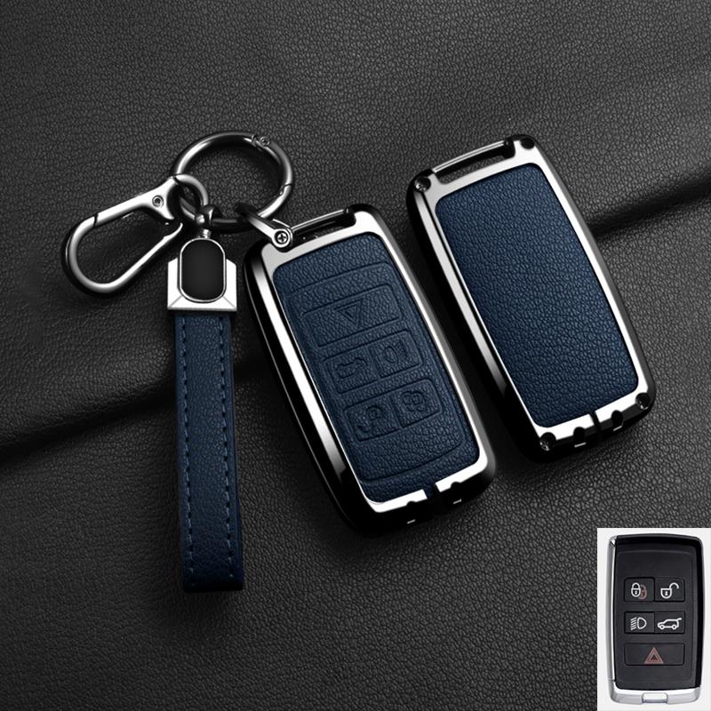 Alloy Leather Car Remote Key Case Cover For Jaguar XF XJ XE S-Type F-Type X-Type F-Pace I-Pace E-Pace Android XFR XKR Keychain