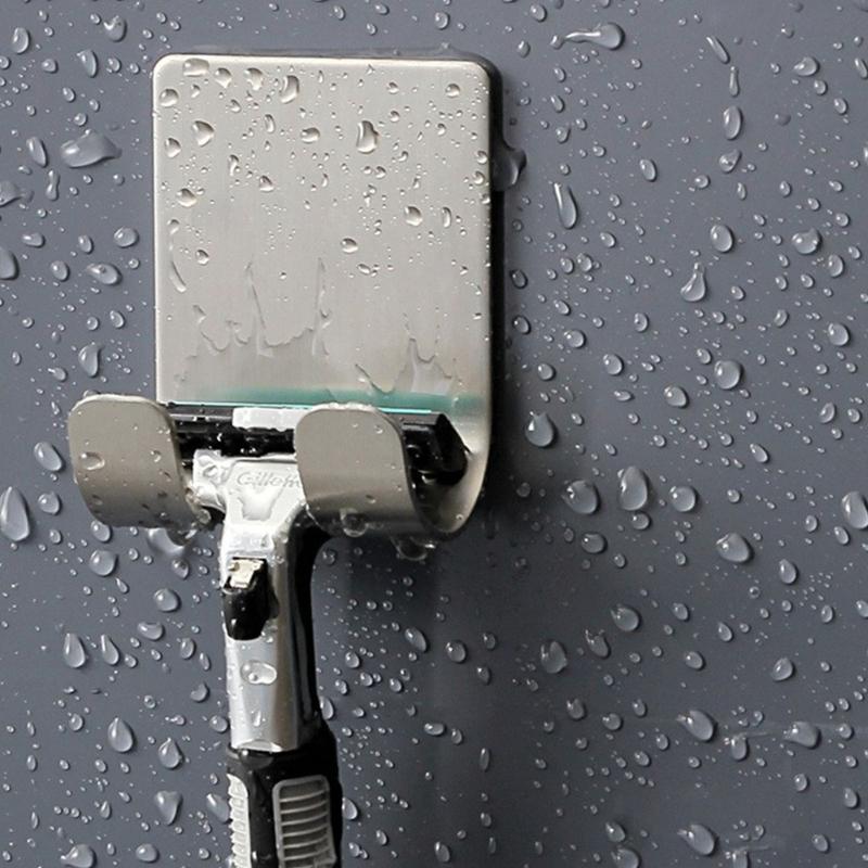 Stainless Steel Drillless Bathroom Razors Holder Wall Mounted Hook For Shaver Organizers Waterproof Rustproof Bath Storage Solution