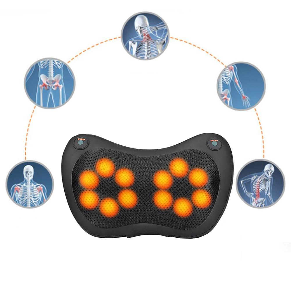 12/8/6/4 Heads Car Back Neck Massager Electric Massage Relaxation Pillow Cushion Home Waist Body