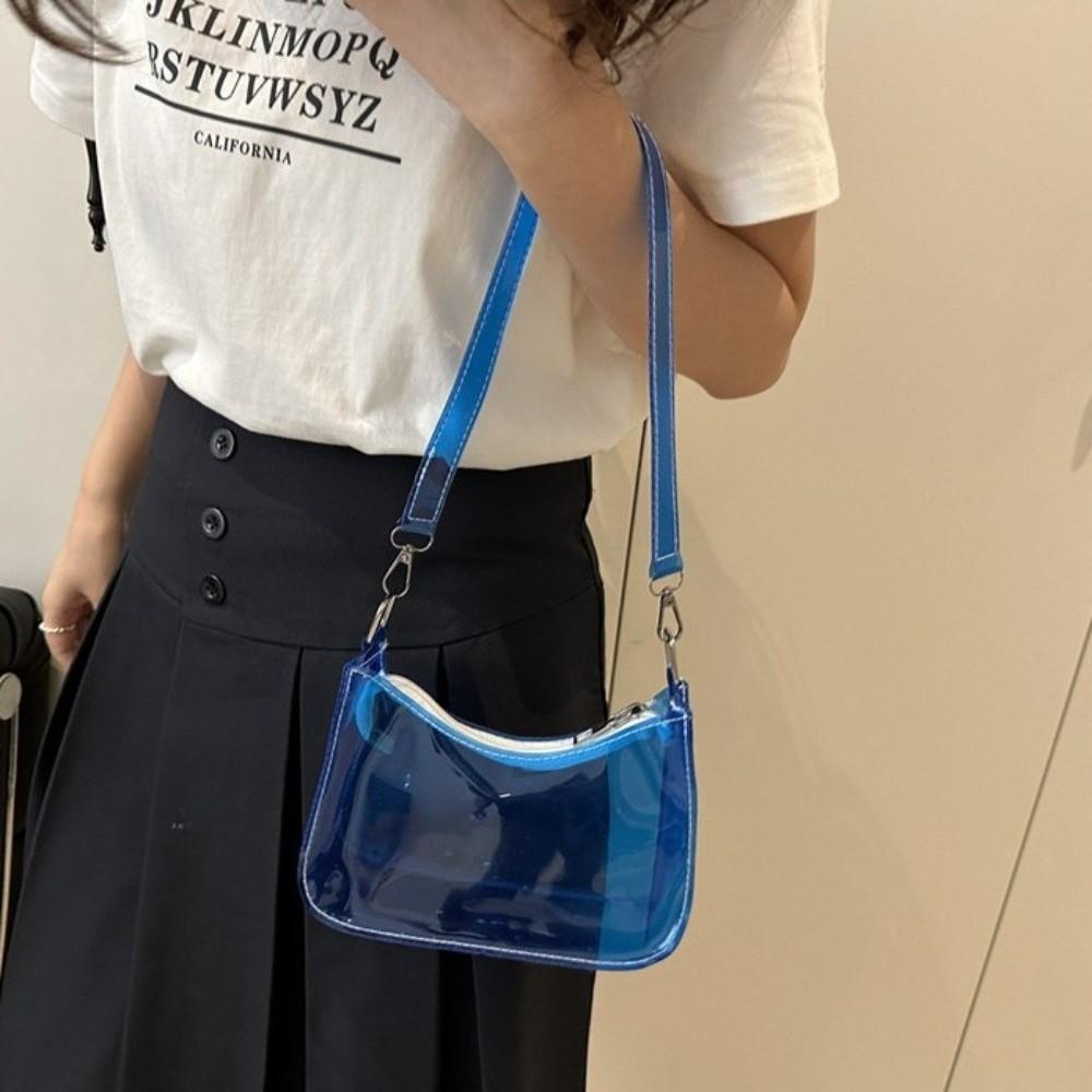 Transparent PVC Transparent Shoulder Bag Jelly Color Handbag Simple Crossbody Bag  Beach