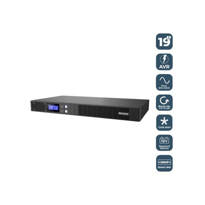 Phasak Protekt PH 7540 SAI Línea Interactiva Slim Para Rack 19" 1U 750VA 450W Con 4 Salidas IEC C13