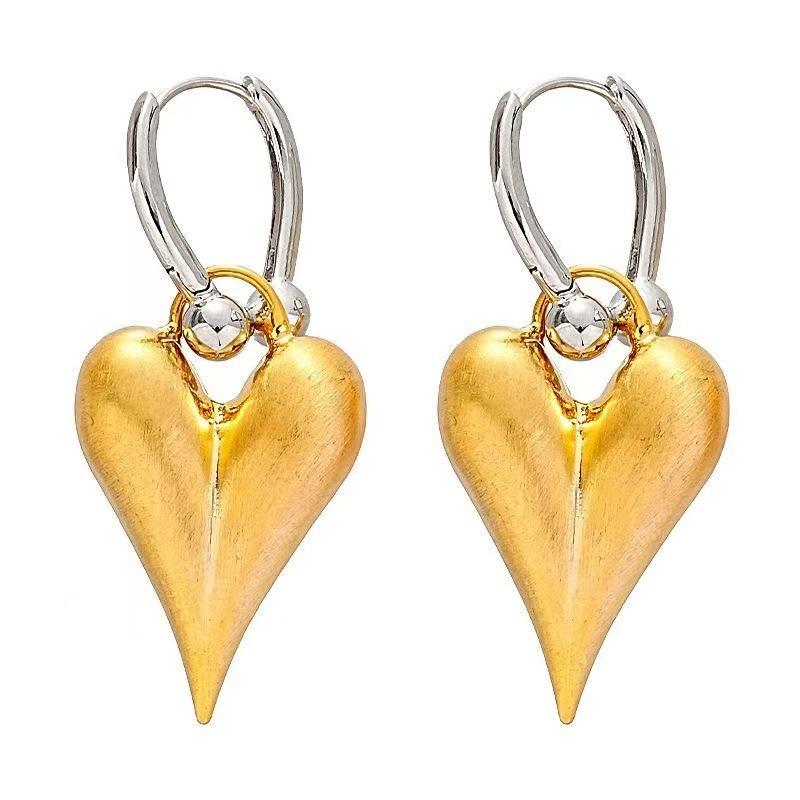 1Pair Fashion Creative Light Luxury Enamel Heart Pendant Earrings Elegant Temperament Women Daily Exquisite Jewelry Accessories