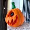 Halloween Pumpkin Resin Decoration - Ghost Skull with Weird Facial Features, Hollow Design for Indoor/outdoor Holiday Decoration