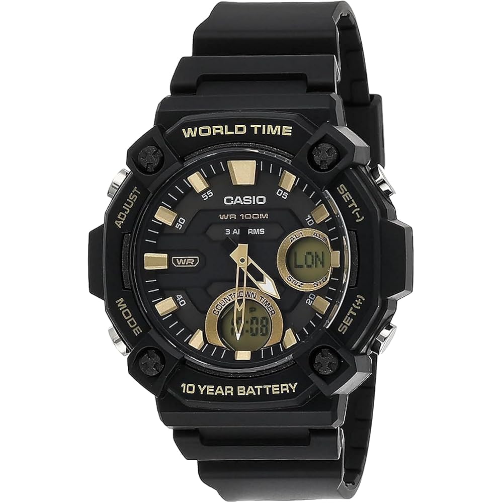 Casio 10-Year Battery World Time Countdown Timer Analog-Digital Wrist Watch (Model: AEQ-120W-9AV)...