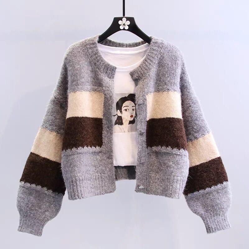 Women's Retro Round Neck Knitted Cardigan - Fresh Spring & Autumn Style, Petite College Fashion