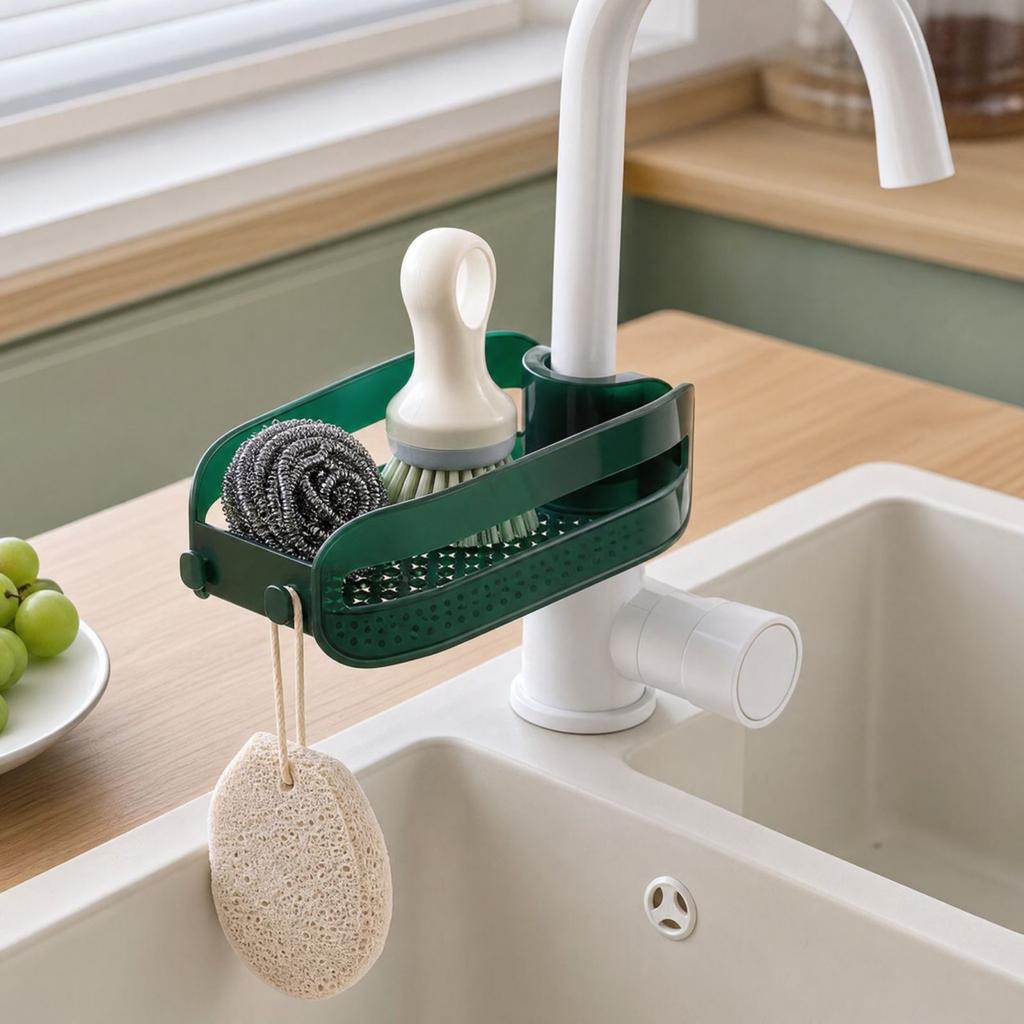 Faucet for Kitchen Sink Clip- No Drill Bathroom Storage Caddy