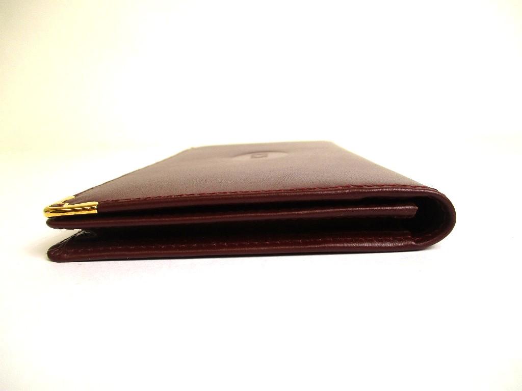Authentic Cartier Must de Cartier Bordeaux Leather Flap Bill Wallet #a773  Refurbished