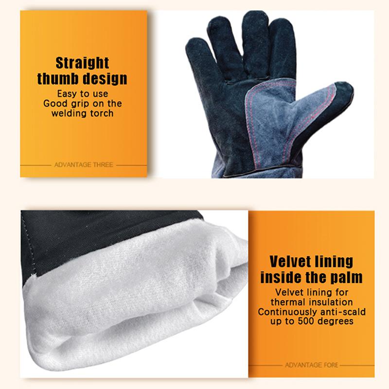 40Cm Long Welding Gloves Tig/Mig Welding Gloves Bbq Oven Glove Guantes Para Soldar Heat- Insulated Mittens