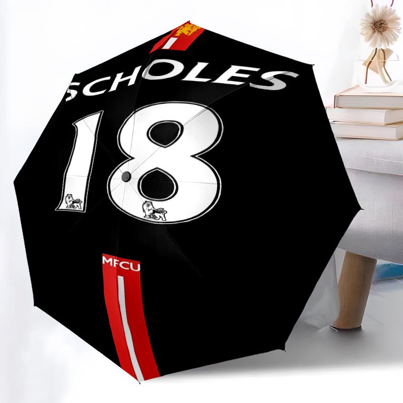 1pz Ombrello Automatico Robusto a 8 Stecche, Ombrello Manchester United Manchester City, Stampato Digitalmente, Ombrello Pieghevole per Uso Esterno in Movimento