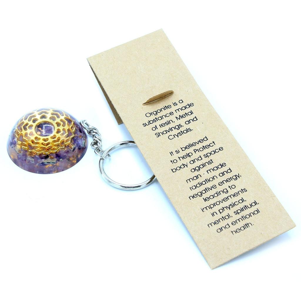2x Orgonite Keychain Amethyst Mandala Heart