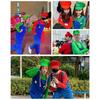 Mario Luigi Cosplay Costume Includes Hat and Perfect for Parties and Halloween Size M [COSYAMA] & 3-Piece Set, Women's, Adult, Parent-Child,