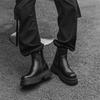 Tendință modă casual cizme din piele pentru bărbați cizme de lucru de exterior cu talpă groasă toamnă și iarnă calde pantofi cu vârf înalt 59690-J