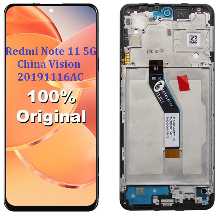 LCD s rámečkem pro Redmi Note 11 5G 2019116AC LCD displej s dotykovou obrazovkou a sestavou skleněného panelu