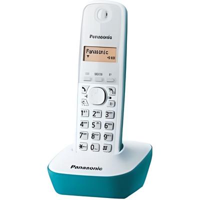 Panasonic KX-TG1611 Cordless Phone - Turquoise/White - 50 Entries - Amber LCD