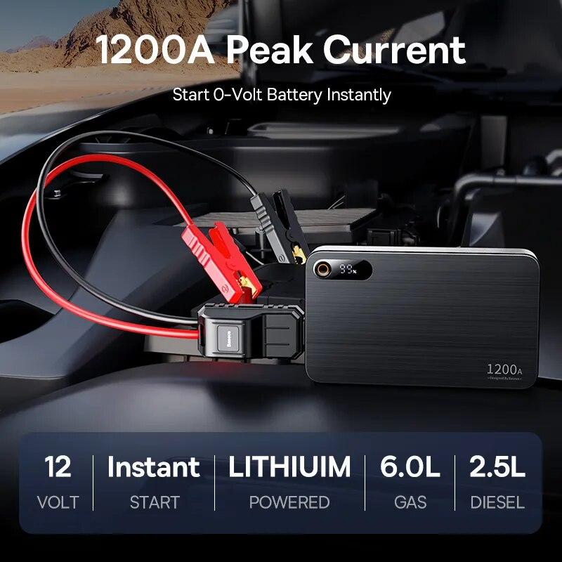 1200A Auto Jump Starter Power Bank 12000mAh přenosná bateriová stanice pro 2,5l/6l auto nouzové startovací zařízení