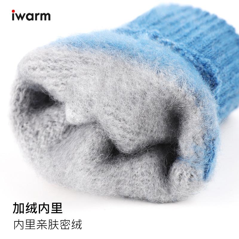 Touch screen gloves color matching dew finger cute knitted wool gloves winter windproof piled thickened warm gloves