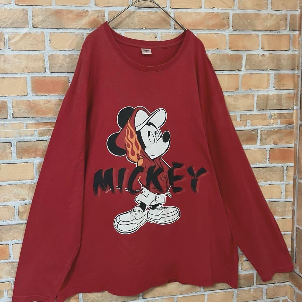 [USED] Disney Mickey Mouse Fire Pattern Street Long Sleeve T-Shirt