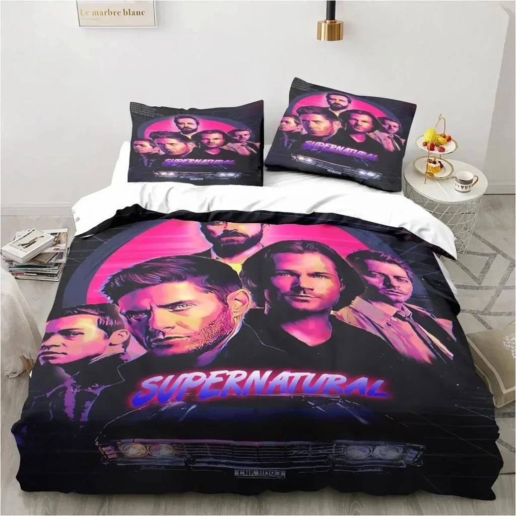 Supernatural Logo Bedding Set Duvet Cover Bed Set Quilt Cover Pillowcase Comforter king Queen Size Boys Adult Bedding Set