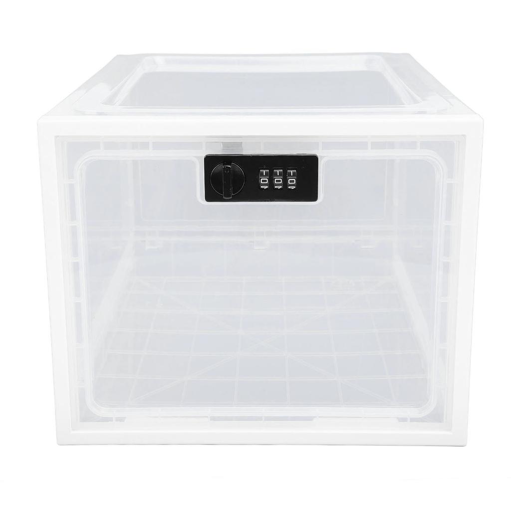 Fridge Lock Box Plastic Multifunctional Convenient Lockable Food Storage Cabinet for Home White and
