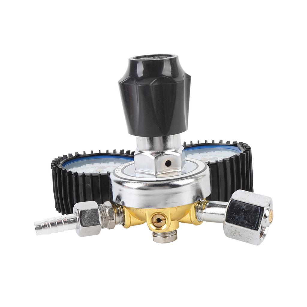 CO2 Regulator 2 Gauges Double Stage Precise Control Metal Construction M16x1.5 G5 8in 14 Out for CO2 Tank Pressure