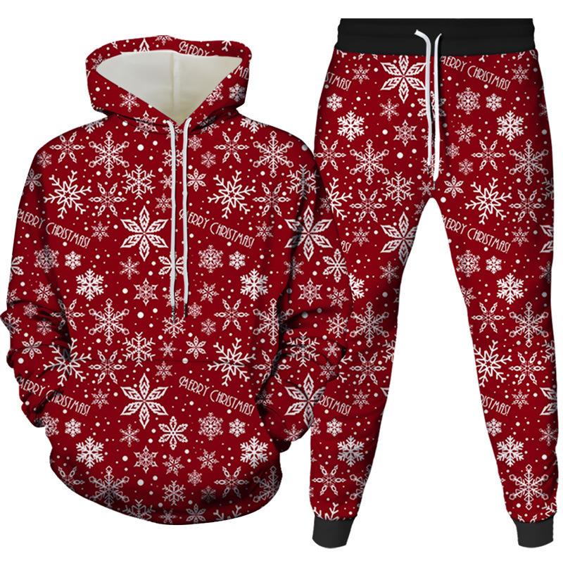 Christmas Santa Claus 3D Cartoon Print Tracksuit Set Man Woman Hoodies+Pants 2pcs Sets Fashion Sportwear Kids Pullover Clothing