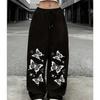 Casual Sportbroek met Vlinderafdruk, Trekkoord en Elastische Taille, Amerikaanse Casual Trend, Dames