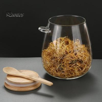 Glass Storage Jar with Bamboo Lid Large Capacity Food Grade BPA Free Transparent Glass Jar Storage Container with Spoon