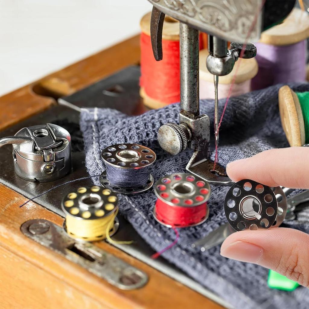 Sewing Bobbins 25 Pieces Stainless Steel Home Supplies With Storage Box Walking Foot Sewing Machine Bobbins For Crocheting Class