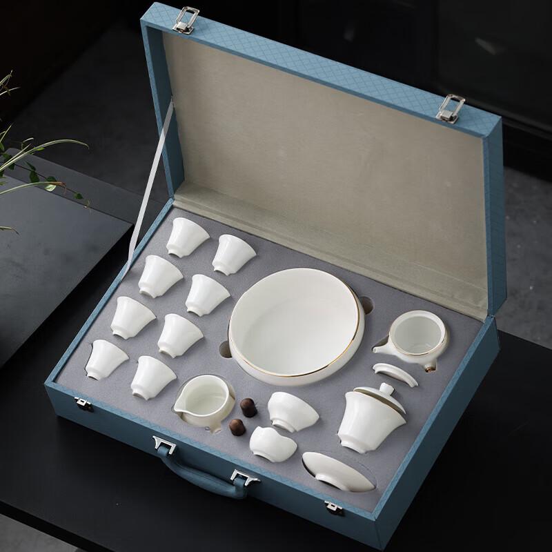 Hongyu Jiake Suyue China White 14-Piece Ceramic Tea Set