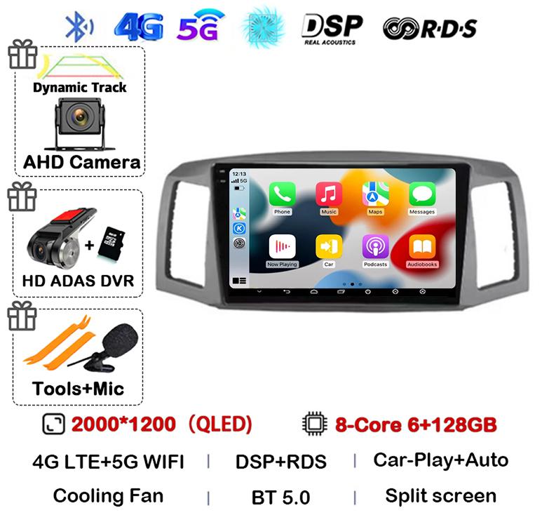 Android 14 Carplay Auto WIFI+4G For JEEP Grand Cherokee 2004 2005 2006 2007 Car Radio Multimedia Video Player GPS Stereo Audio