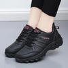Fashion Autumn Winter Black Leather Sneakers Warm Sports Shoes Women Waterproof Lightweight Sneakers Lace Up Flats Sneakers With Fur