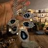 Retro Vintage Rhinestone Geometric Water Drop Necklace: Luxurious, High-End Clavicle Chain with Individualistic, Fashionable Design for Women