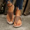 Pinch feet cool slippers women's summer new large size hollow rhinestone slope heel cool slippers women