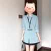 Korean Trendy Spring Slimming A-line Short Sleeve Two-piece Set for Women