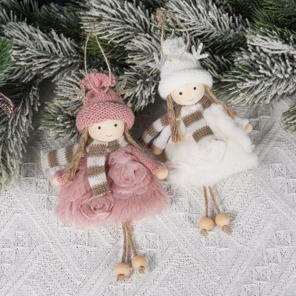 Cute Angel Girl Christmas Angel Old Man Snowman Hanging Toy Drop Ornaments Party Gift Xmas Tree Desktop Adornment