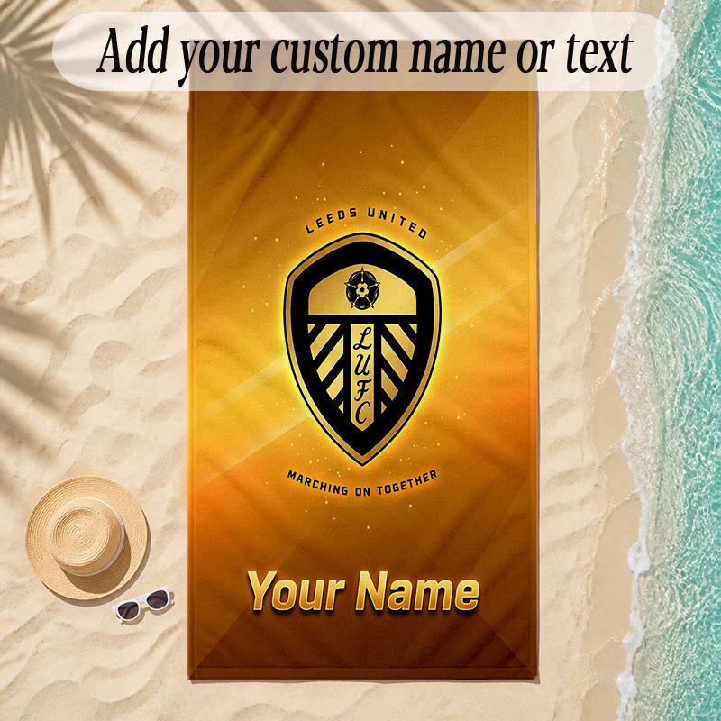 Beach TowelLeeds United Custom Name Text Personalized Soft Towel for Beach Pool Indoor Home Decor Gift