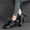 Johnature Retro Women Short Boots Genuine Leather Lace-Up Shoes Handmade Round Toe Soft Sole Flat Boots