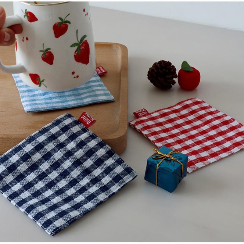 Fabric Coaster Tea Towels Double Cloth Placemat Pure Cotton Insulation Pad Mug Pad Kitchen Table Decor Kitchen Accessories